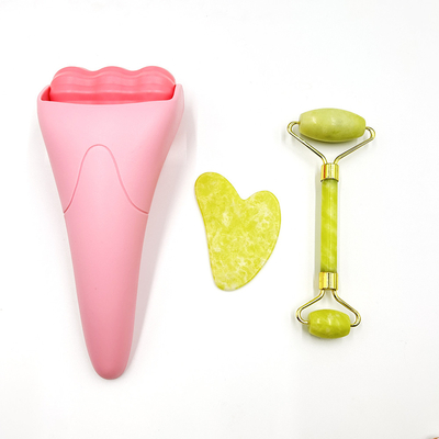 피부 재생을 위한 방수 냉각 얼굴 롤러 천연 자이드 롤러 구아샤 스톤 세트