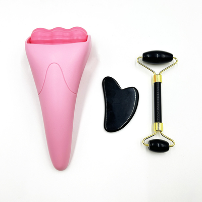 피부 재생을 위한 방수 냉각 얼굴 롤러 천연 자이드 롤러 구아샤 스톤 세트
