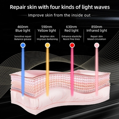휴대용 실리콘 LED 얼굴 마스크 피부 관리 4 컬러 강화 경련 제거기 목 / 목