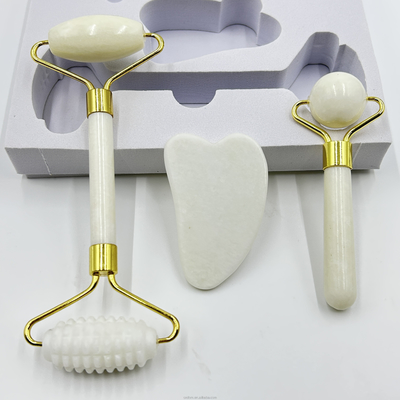 100% 천연 Xiuyan Stone Jade Roller Gua Sha Face Lift 및 피부 강화용 세트